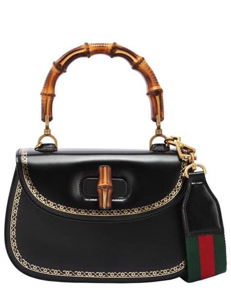 gucci bamboo daily leather top handle bag|gucci monogram bamboo handle bag.